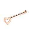 Hollow Flat Heart Silver Bone Nose Stud NSKD-132